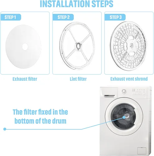Vista 5 de Tatuo 4 Pieces Universal Cloth Dryer Exhaust Filters, Lint Cloth Dryer Replacement, Include Exhaust and Air Intake Filters, Compatible with Magic