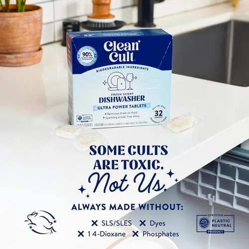 Vista 4 de Cleancult Ultra Power - Cápsulas de detergente para lavavajillas para un brillo ultrabrillante sin manchas, todo en uno, sin desperdicio