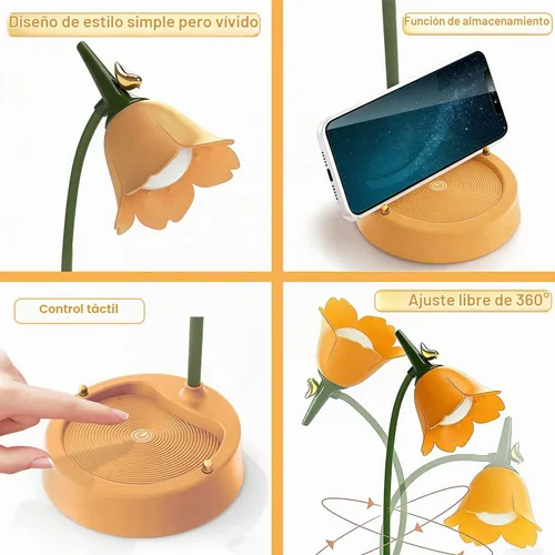 Vista 3 de magical JD Lámpara LED de escritorio inalámbrica, luz de mesa ajustable, cuello de cisne regulable, batería recargable, luz nocturna para cuidado