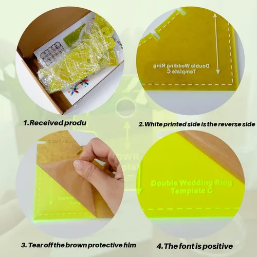 Vista 3 de Plantillas de acolchado Slit N Sew Double Wedding Ring Set Plantillas - Acrílico, Ninguna