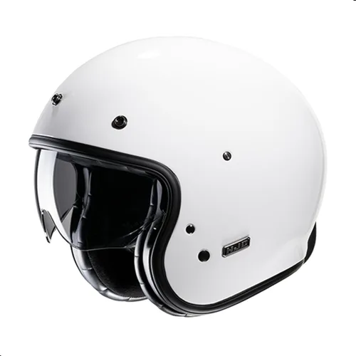 Vista 4 de HJC V31 Casco de motocicleta sólido de cara abierta con visera IS-10, aprobado por DOT (negro, XXL)