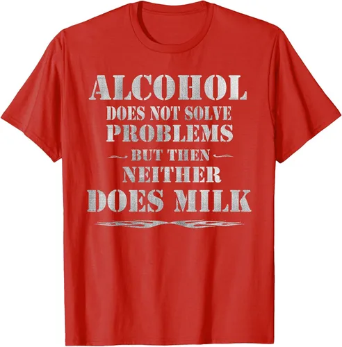 Vista 27 de Alcohol Does Not Solve Problems. But Then, Neither Does Milk T-Shirt Asphalt Grey