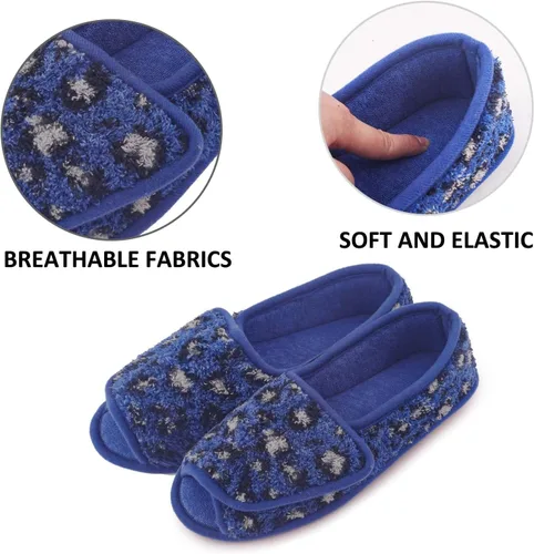 Vista 36 de Git-up -Pantuflas para mujer con diabetes/artritis/edema, cierre ajustable, espuma viscoelástica, punta abierta, extra ancha