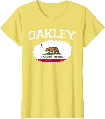 Vista 72 de OAKLEY CA CALIFORNIA Flag Vintage USA Sports Hombre Mujer Camiseta, Negro