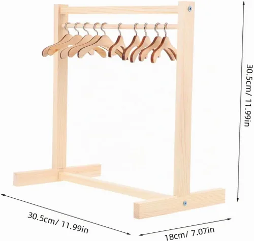 Vista 4 de Zerodeko 10 perchas de ropa para muñecas, perchero para ropa de muñeca, estante de ropa para casa de niños, mini organizador de armario