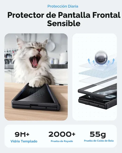 Vista 3 de BXYJY Funda para Samsung Galaxy Z Fold 7 con soporte, protector de pantalla frontal, protección de bisagra, delgada y resistente, cubierta dura
