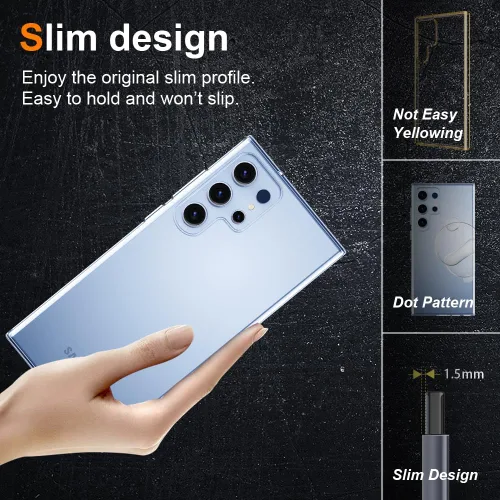 Vista 3 de Funda de silicona transparente para Samsung Galaxy S22 Ultra. Delgada