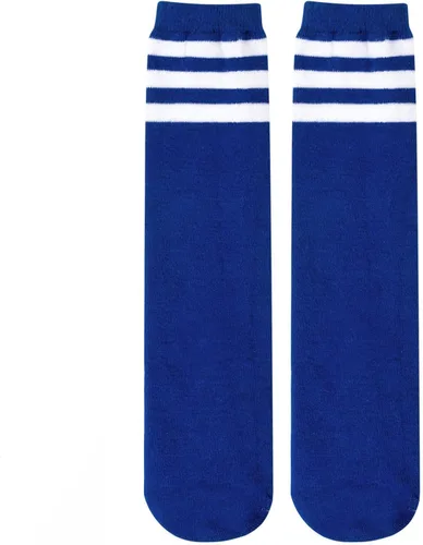Vista 5 de BQUBO - Calcetines de fútbol para niños pequeños, calcetines de algodón a rayas hasta la rodilla, calcetines de tubo largo para niños y niñas de 3 a