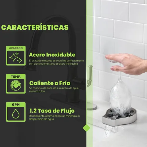 Vista 4 de Homewerks GR001SS Enjuagador de Vidrio para Fregaderos de Cocina, Enjuagador de Vidrio de Barra de Acero Inoxidable
