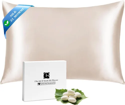 Vista 31 de Ravmix Fundas de almohada de seda con cremallera, de seda de morera de 21 momme para la salud del cabello y la piel, funda de almohada suave, lisa