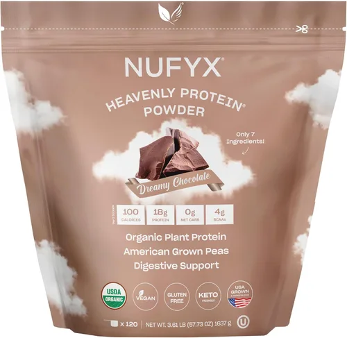 Vista 17 de NUFYX® Proteína en polvo de propiedad familiar, a base de plantas orgánicas, hecha con guisantes 100% cultivados en Estados Unidos, 0.71 onzas
