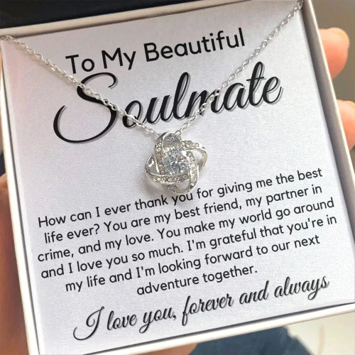 Vista 4 de to My Soulmate Love Knot Necklace - My Lovely Wife, Gifts for Girlfriend, Romantic Gifts for Her from Husband to Wife, Valentine's Day, for Wife BF1