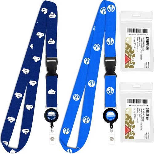 Vista 22 de Cordón de crucero de Cruise On para tarjetas de barco – Paquete de 2 con insignia retráctil y soporte impermeable para tarjetas de llave