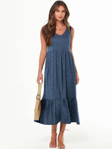 Vista 7 de ANRABESS Vestido de verano casual sin mangas con cuello en V para mujer, vestido de playa con bolsillos