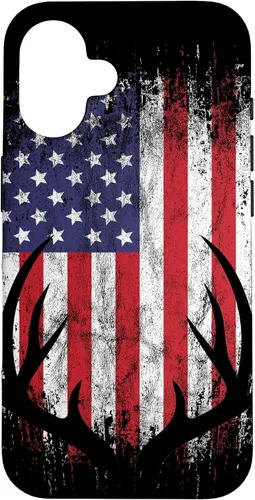 Vista 32 de Deer Hunting American Flag Whitetail Buck Antlers Case for iPhone 17