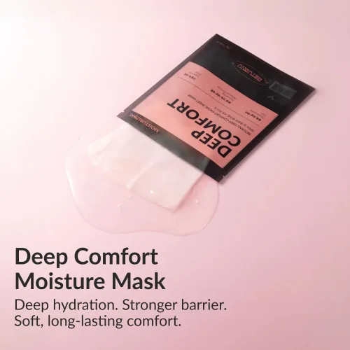 Vista 2 de Deep Comfort - Mascarilla facial en lámina, cuidado de barrera hidratante y calmante con savia de abedul, pantenol y cerámica vegana, cuidado