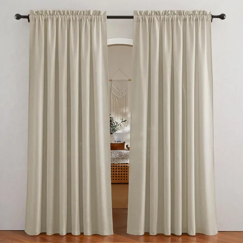Vista 101 de RYB HOME - Cortinas de lino texturizado semitranslúcidas, privacidad media, filtro de luz, decoración de ventana para dormitorio/baño/sala de estar