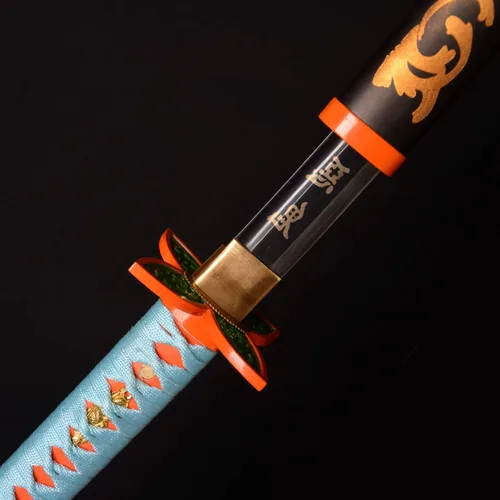 Vista 5 de Sword fort Sharp Katanas de espiga completa de acero de alto carbono, espada Demon Slayer de metal real, sobre 41 pulgadas, espada samurái de anime