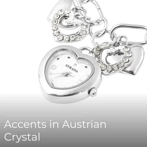 Vista 3 de Shop LC STRADA - Reloj con dije de corazón múltiple para mujer, cristal blanco esmaltado, movimiento japonés (Rosetonetono doradoplata)