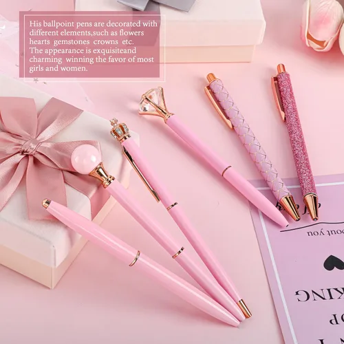 Vista 7 de DAIKOYE Juego de 10 Bolígrafos Favores de Fiesta para Niños Regalos Rosados Bolígrafos Rosados para Mujeres Niñas Suministros de Oficina Suministros