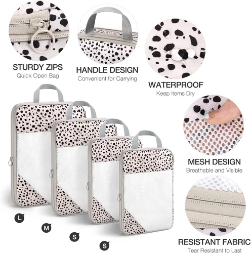 Vista 7 de Juego de 6 cubos de compresión para maletas, cubos de embalaje con bolsa de zapatos, bolsa grande de cosméticos, bolsa de ropa, bolsas