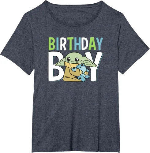 Vista 28 de Star Wars: The Mandalorian Grogu Birthday Boy Hug Blue Green T-Shirt Negro