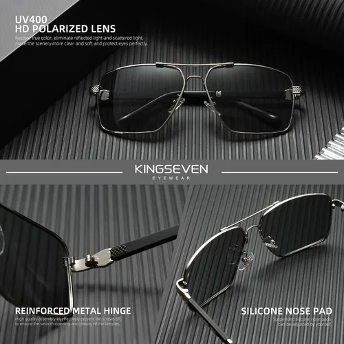 Vista 4 de KINGSEVEN Gafas de sol de nuevo diseño polarizadas lente de revestimiento 2023 auto reinicio marco conducción gafas para hombresmujeres Oculos
