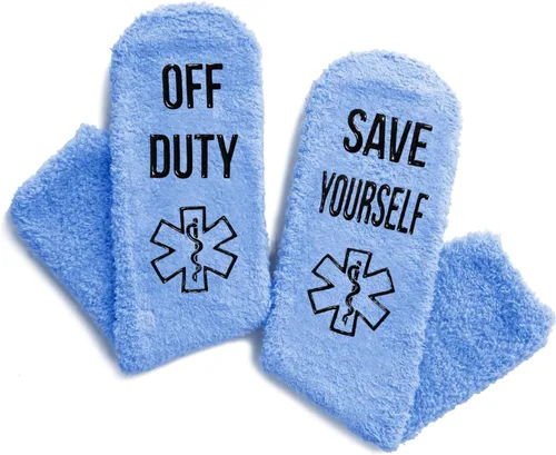 Vista 3 de HAPPYPOP Unisex Fuzzy Socks Doctor EMT Lawyer Cop Hockey Socks, Gifts For Police Medical Attorney Hockey Lovers