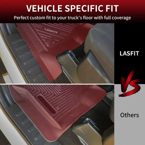 Vista 6 de LASFIT Alfombrillas delanteras para Ford F-150 2015-2026 F150 Lightning 2022-2025 SuperCrew & Super Cab Alfombra para todo tipo de clima, tapetes