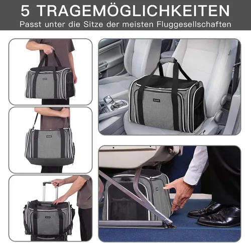 Vista 7 de BAGLHER Bolsa de Transporte para Gatos, Transportador de Mascotas Aprobado por Aerolíneas, de Cara Suave, Portador de Viaje para Mascotas, 5 Puertas