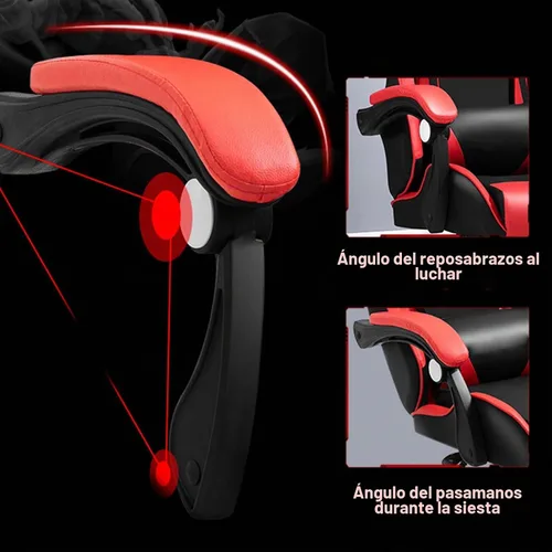 Vista 5 de Silla de juegos con altavoces Bluetooth y luces LED, silla ergonómica de masaje para computadora, altura ajustable, silla de videojuegos con asiento