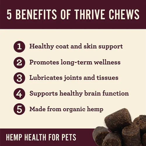 Vista 5 de Hemp Well Thrive Chews para perros – Apoya la salud de la cadera, las articulaciones y el corazón, promueve la salud inmunológica y de la piel