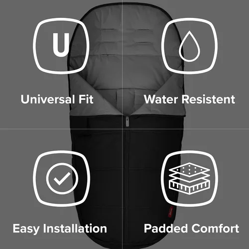 Vista 9 de Diono Saco para cochecito para todo tipo de clima, ajuste universal de bebé a niño pequeño con acolchado acogedor súper suave, resistente a la Negro