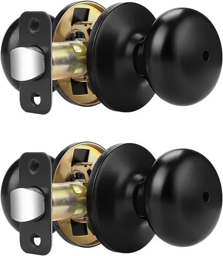 Vista 19 de Probrico Pomos de puerta de privacidad para interiores, color negro mate, 1 paquete de pomos de puerta de baño para cama, función de bloqueo