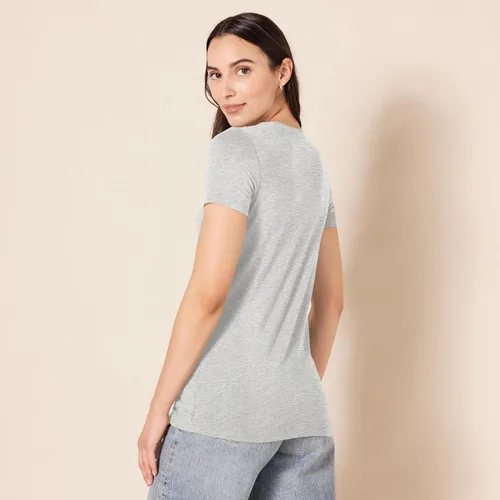 Vista 4 de Tienda Essentials Women's Regular-Fit Short-Sleeve T-Shirt (Crewneck and V-Neck Options), Multipacks