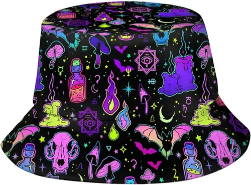 Vista 8 de Sombrero de pescador retro de los años 80 y 90 para hombres y mujeres, plegable, gorra para el sol, accesorios para fiestas rave, sombrero