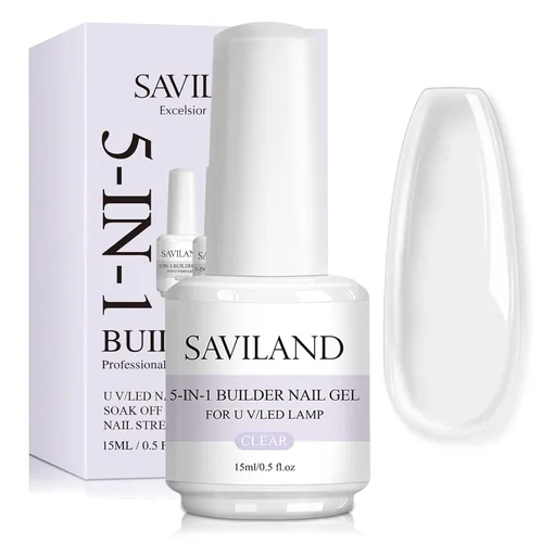 Vista 9 de SAVILAND Clear Builder - Gel de uñas de 0.5 fl oz (0.5 onzas líquidas), gel de extensión de uñas en una botella, gel duro fortalecedor de uñas rico