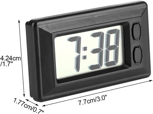 Vista 7 de GLOGLOW Reloj despertador digital ultrafino con calendario y temperatura, reloj electrónico LCD autoadhesivo para tablero de automóvil, oficina