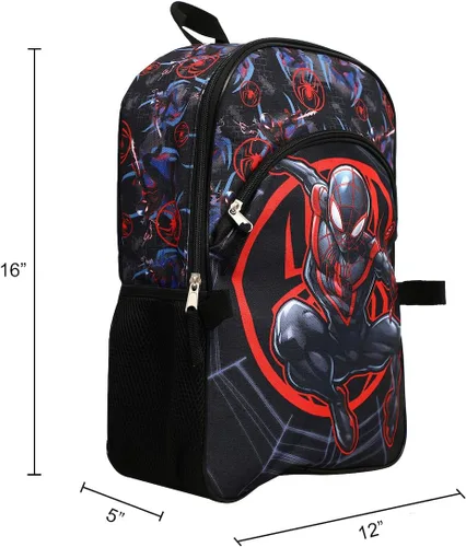 Vista 6 de Bioworld Marvel Spider-Man Miles - Bolsa de almuerzo y mochila para jóvenes