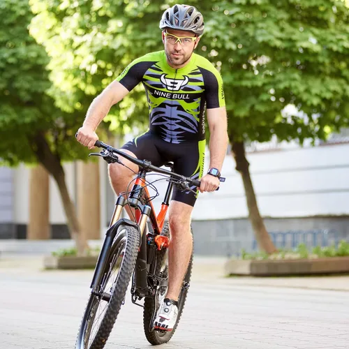 Vista 7 de Conjunto de camiseta de ciclismo para hombre, camiseta reflectante de secado rápido y pantalones cortos de ciclismo acolchados 3D, Spqx-2