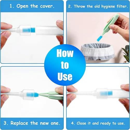 Vista 5 de Paquete de 200 filtros higiénicos de aspirador nasal de alta calidad, repuesto para filtros de aspirador nasal de bebé, sin BPA, ftalatos y látex