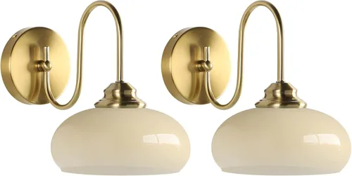 Vista 14 de KCO Lighting Aplique de Pared Rosa Dorado Cepillado Accesorios de Luz para Baño Lámpara de Pared de Globo de Vidrio Aplique de Pared Moderno