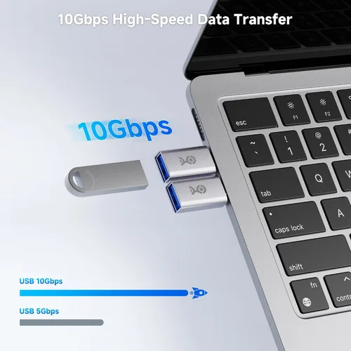 Vista 2 de Cable Matters Paquete de 2 adaptadores USB C a USB de 10 Gbps macho a hembra para transferencia de datos de alta velocidad y carga rápida, adaptador