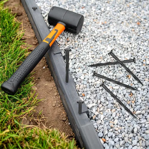 Vista 7 de Paquete de 150 estacas de anclaje de plástico para paisaje, estacas de 6 pulgadas para barrera, bordes de pavimentación, césped artificial, cercado