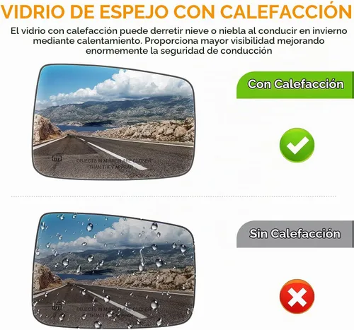 Vista 3 de Espejo lateral derecho de repuesto para Dodge Ram 1500 2500 2009-2010, para Ram 1500 2500 2011-2018, lentes de espejo calefactables de repuesto