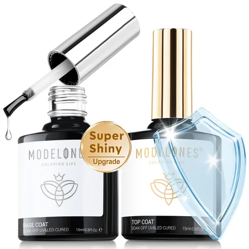 Vista 13 de modelones 2pcs 0.5 fl oz 10 in One X Nail Gel Pegamento Gel Base Coat Brush D-transparente-2