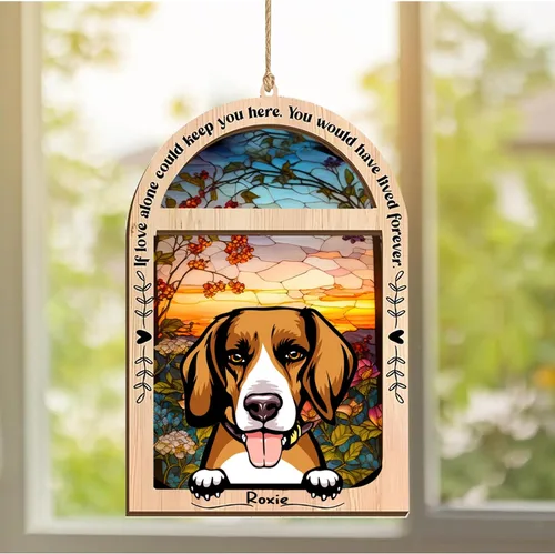 Vista 150 de LOVELYPOD Adorno de Navidad personalizado de sabueso afgano, atrapasoles con nombre, regalos de pérdida de mascotas, regalos para amantes