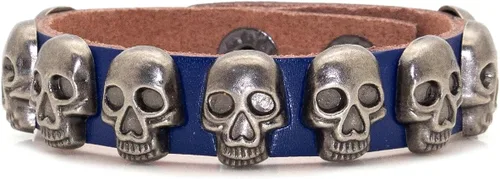 Vista 10 de Xusamss Pulsera de cuero con hebilla de aleación punk rock, muñeca de 7.5 pulgadas