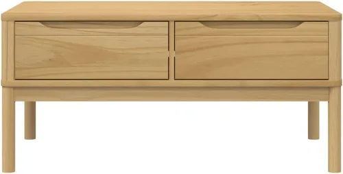 Vista 5 de Mesa de centro de cera floro marrón 39 x 21.9 x 17.7 pulgadas, madera de pino maciza, mesas auxiliares mesa de centro para sala de estar, balcón
