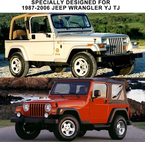 Vista 5 de Fundas impermeables de automóvil de repuesto para Jeep Wrangler 1987-2006 de 2 puertas, 6 capas para todo tipo de clima, ajuste personalizado